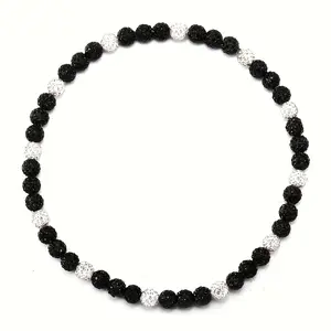 4pcs/set Red, White & Blue Rhinestone Bead Necklace, Imitation  Clay Ball Chain, Hip Hop Colorful Artificial Diamond Beads, Unisex Jewelry Accessory For Baseball Fans day collar women chain chains for men cross necklace