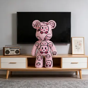Star Vs Cardi Bear Lucky Bear 3D Puzzle Building Block Decoration, Bookshelf Home Office Cabinet Decor, Party Living Room TV Stand Display, Building Block Model, Building Blocks Model