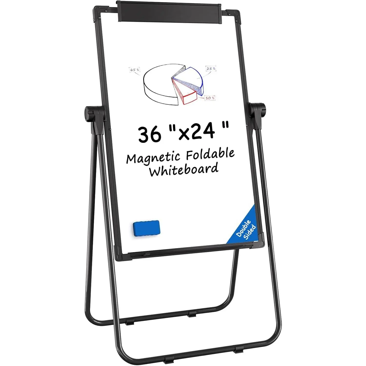MaxGear Large Easel Whiteboard with Stand, 36" x 24" Double-Sided Dry Erase Board Flip Chart, Height Adjustable,Foldable, Portable for Home Office Classroom Teaching