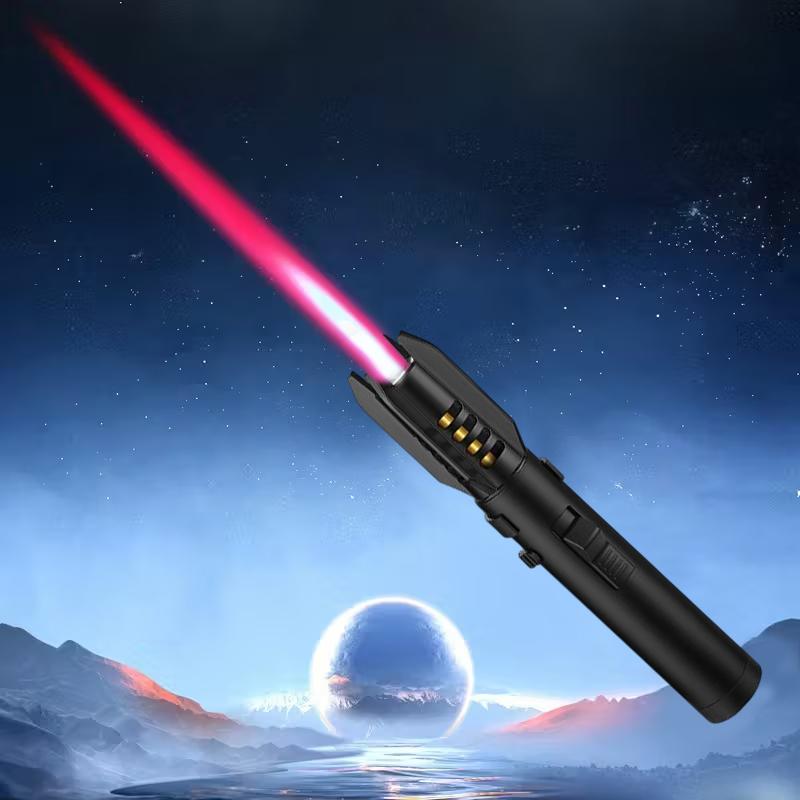 Windproof butane torch lighter, 360 ° use, with adjustable flame and lock switch, turbo torch spray ignition gun, camping barbecue welding supplies, cigar tools, perfect for cooking, Halloween, Christmas, Father's Day (without butane gas)