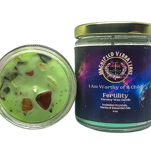 Fertility Handmade Ritual Candle | Pregnancy to Increase Fertility and Virility with Moonstone & Carnelian Crystals | Hoodoo, Voodoo, Wicca, Pagan