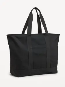 Large Rectangular Black Canvas Tote Bag, spacious and Stylish