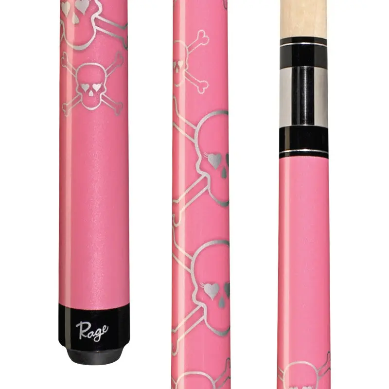 McDermott Cues Rage Series Cotton Candy Skull Billiards Cue - Wrapless Handle, Professional Taper, 13mm Leather Tip