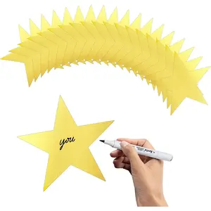 24PCS Gold Double Printed 6 Inch Glitter Cardboard Star Cutouts Decorations for Christmas Wedding Movie Night Classroom Wall Party Supplies