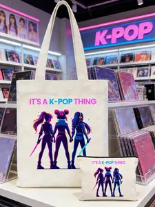 K-Pop Theme Gradient Fluorescent Tote Bag, Large Capacity, Durable, Wide Strap Design, Ideal for Daily Commute & Fan Events