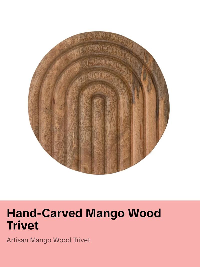 HAND-CARVED MANGO WOOD TRIVET