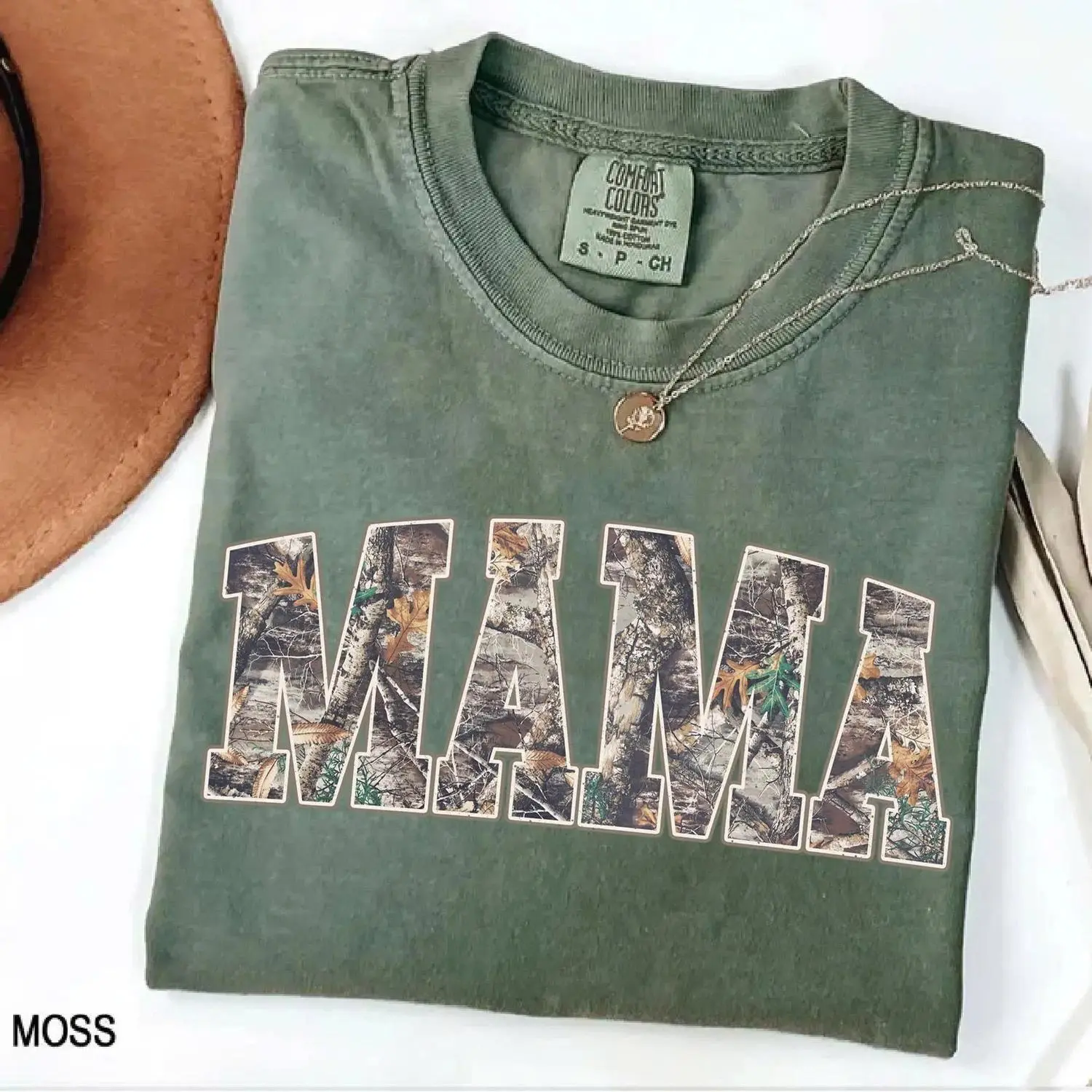 Comfort Colors Hunting Mama T-Shirt, Camo Mama Shirt, Mother's Day Gift, Camouflage Mama T-Shirt, Varsity Mama Shirt, Retro Mam Shirt