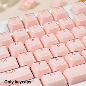136 Key PBT PC Dual Color Transparent Keycap Set Pink White Gradient High Quality Compatible with MX Mechanical Switches Fits 61 64 68 75 87 98 104 108 Mechanical Keyboards