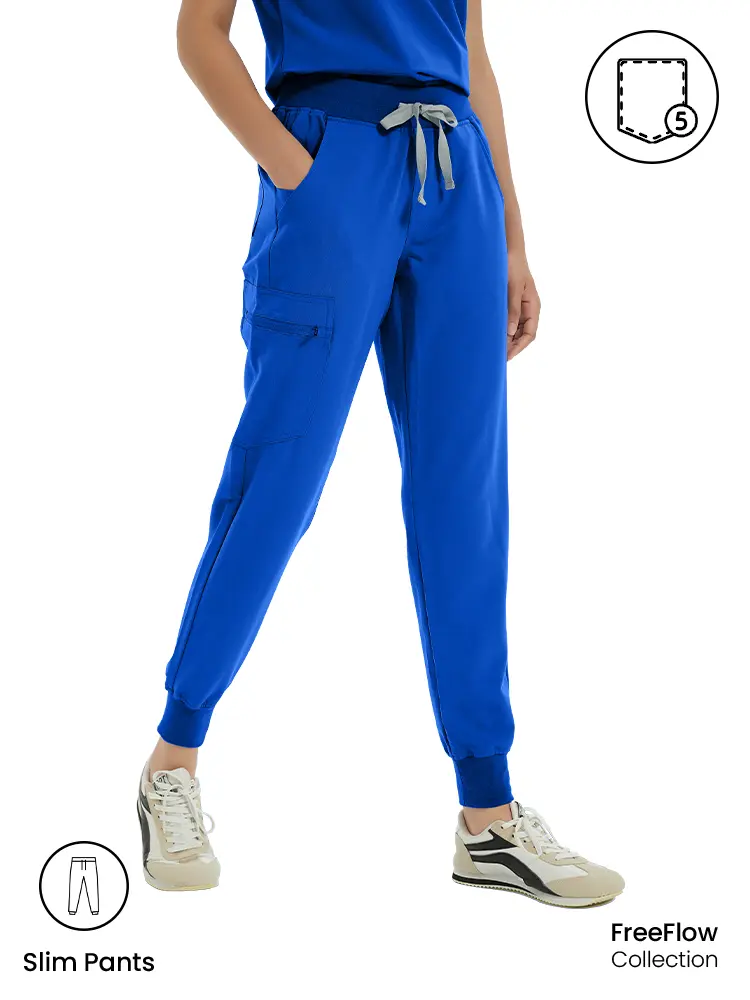 KITMAZ Women's Scrub Jogger Pants - Mid-Rise, 4-Way Stretch, Anti-Wrinkle, Slim-Fit Drawstring Soft Jogger Trousers with 5-Pocket Carry for Healthcare Professionals