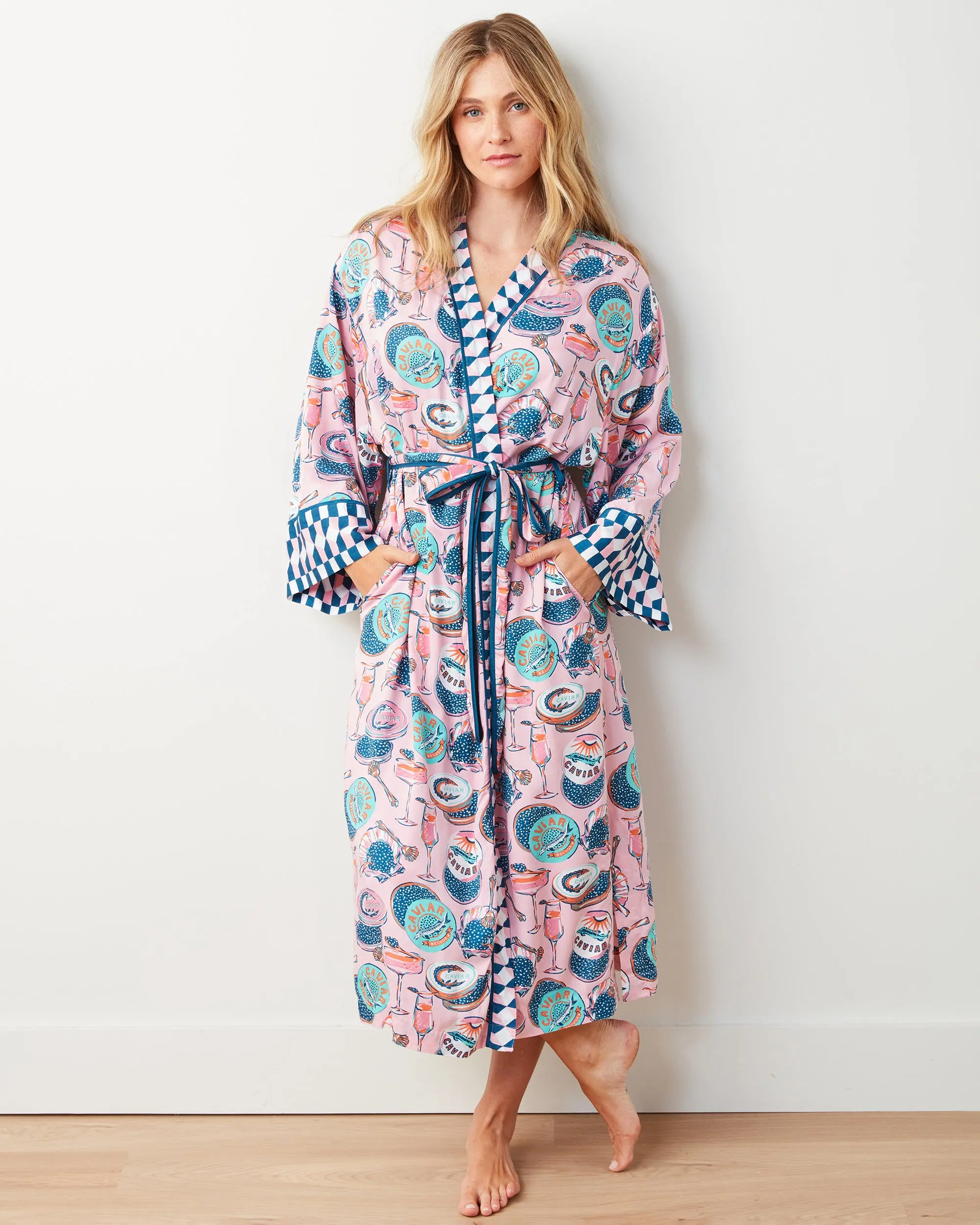 Champagne & Caviar - Eco Satin Robe - Blush