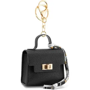 Mini Square Bag Pendant Keychain - High Quality Leather with Colorful Strap, Cute Car Keychain & Bag Charm Accessory