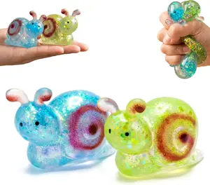 2 Pack Snail Squishy Stress Balls, Sugar Squeeze Fidget Toys, Slow Rising Sensory Squishy Toys for Kids & Adults, Stress & Anxiety Relief, Party Favors, Easter Basket Stuffers, Blue & Green