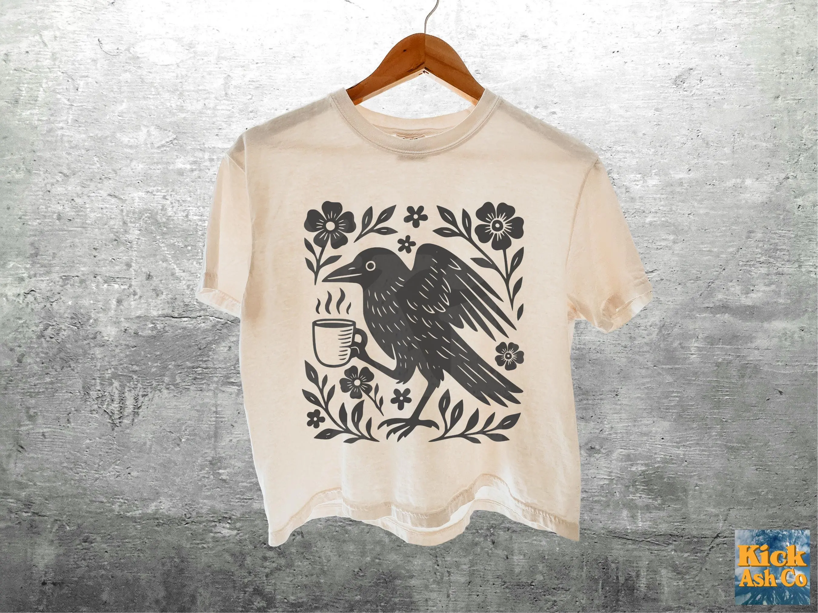 Boho Crow Coffee Comfort Colors Crop Tee Shirt Boxy 3023cl T-shirt Womens Unisex