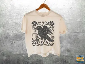 Boho Crow Coffee Comfort Colors Crop Tee Shirt Boxy 3023cl T-shirt Womens Unisex