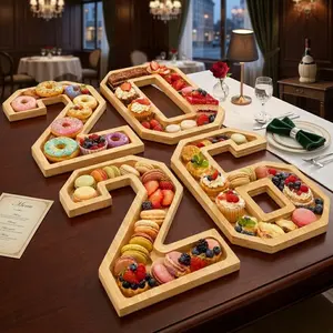 2026 Charcuterie Numbers Fillable, Wooden Number Charcuterie Board Box Dessert & Snack Serving Food Trays for New Year's, Graduation Class of 2026 Party, Wedding Anniversaries, Birthday Parties, Independence Day Supplies