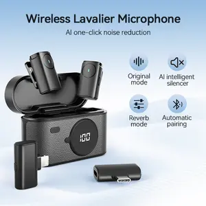 Holiday Haul Wireless Lavalier Mic with AI Denoising & One-Click ，support for iPhone  Android with charging case audio smartphone audio smartphone,For content creators
