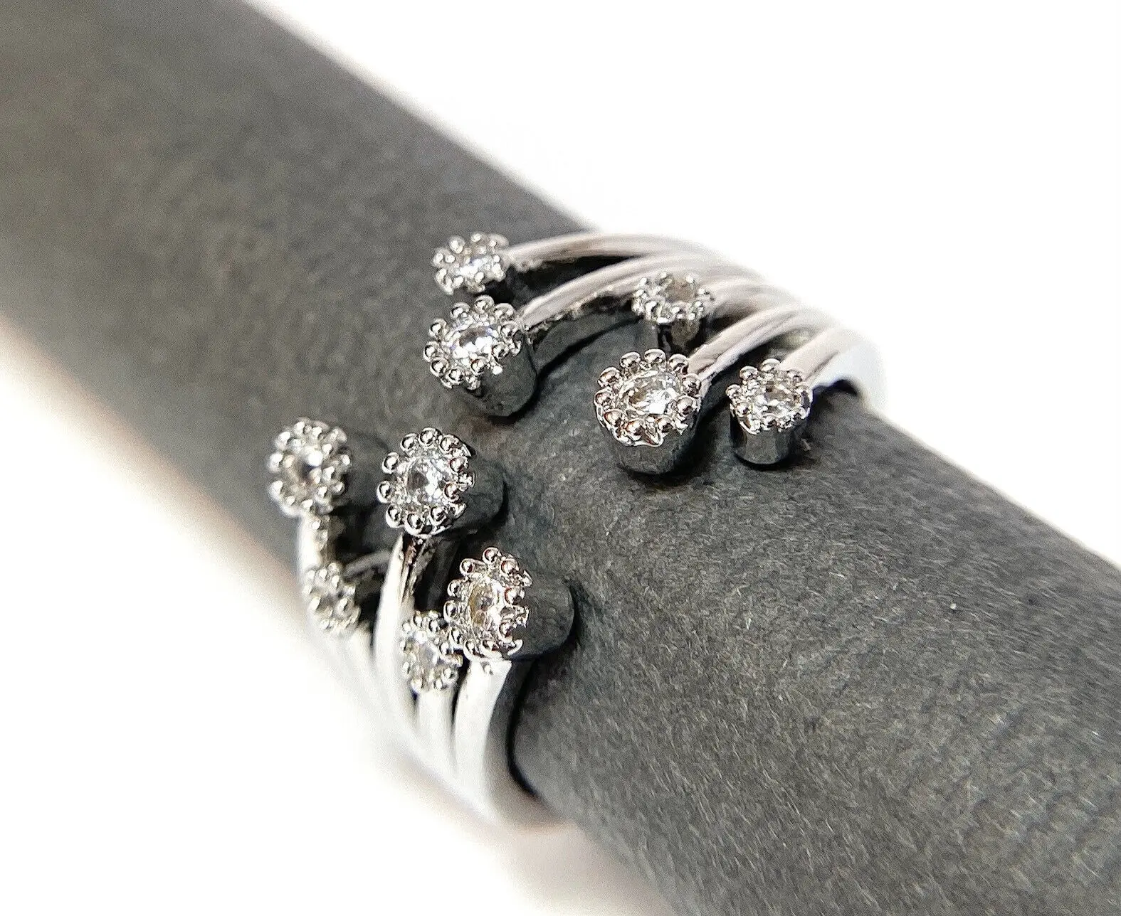 Fountain of Multi-Paved CZ Gems Adjustable Finger Ring / Mid Ring / Toe Ring
