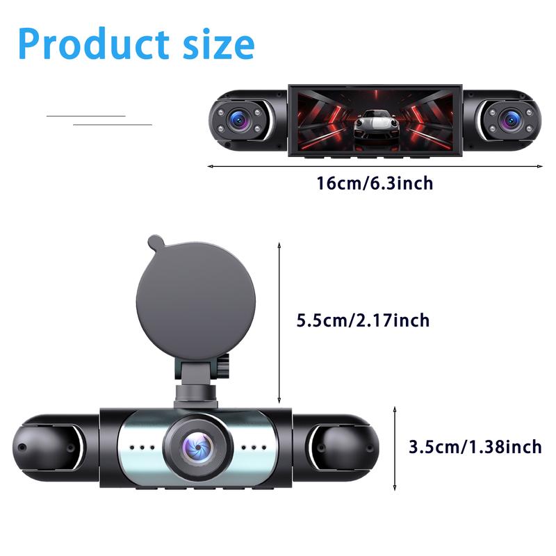 4 Channel  Car Dash Cam,1080P Car DVR with 64GB Memory Card，Car Video Surveillance with Night Vision，24/7Parking Mode Car DVR Hd Screen Front Rear Left And Right dashcam