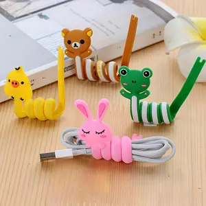 6pcs Mixed Set of Cute Animal-Shaped Cable Organizers - Multifunctional Data, Computer, And Headphone Wire Winder - Black Plastic Cable Management System, Cable Holder, Travel Data Cable Hub
