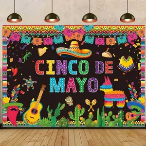 Cinco De Mayo Backdrop for Photography 7x5ft, Mexican Fiesta Birthday Banner, Carnival Festival Party Decoration, Holiday Supplies