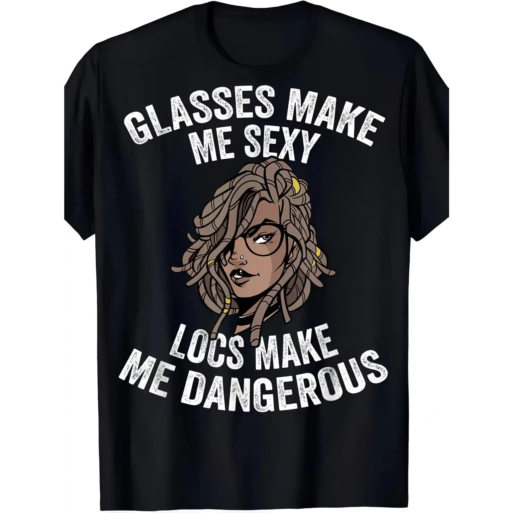 Unisex Graphic T-Shirt with 'Locs Make Me Dangerous' Print | 100% Cotton Crew Neck Tee, Relaxed Fit Aesthetic Top for Layering with Denim, Baseball