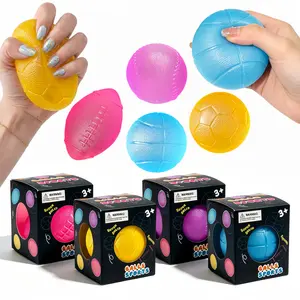 4Pcs Colorful Textured Sports Ball Squishy Toys, Rugby/Basketball/Football/Tennis Shaped Stress Relief Fidget Balls, Stress Relief Gadgets, Perfect as Kids' Birthday Party Favors & Adults' Home/Office Anxiety Relief Fidget Toys