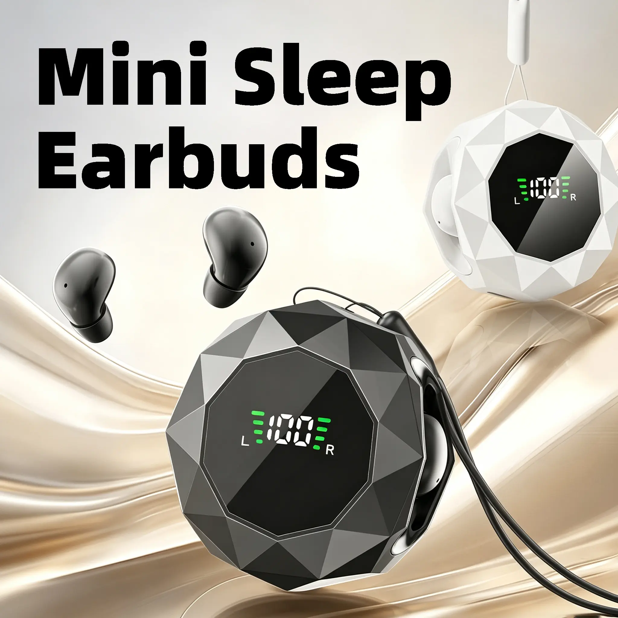 Mini Bluetooth In-Ear Sleep Earbuds - Skin-Friendly Soft Silicone Tips, Ultra-Flat Low-Protrusion Build for All-Night/Side Rest Comfort, Stereo Surround Sound, Noise Isolation