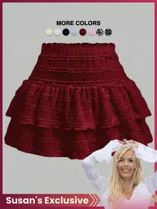 Women's Pleated Ruffled Mini Skirt with Lace High Waist Attached Leggings Gathered Double-Layer Skirt Multi Layer Flared Design Comfortable and Soft Fabric Fashionable Short Skirt Suitable for Outdoor Leisure Activities Daily Wear Back to School Elegant