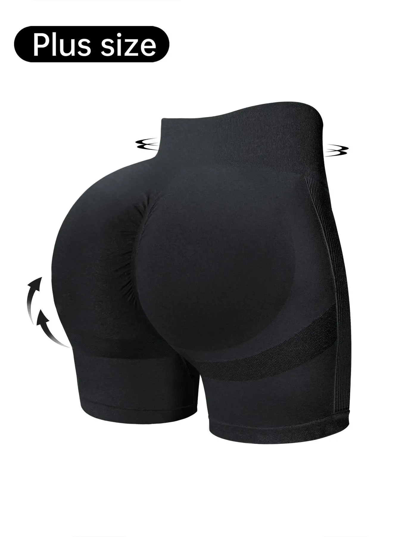 【Plus Size】 Solid High Waist Ruched Sports Shorts, Sporty High Stretch Skinny Shorts, Women's Sports & Outdoor Clothing for Yoga Gym Workout