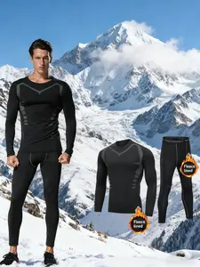Men's Warm Underwear Tech Fleece Design, Winter Hunting & Outdoor Skiing Gear, Slim Fit Round Neck, Perfect for Cold Weather Activities