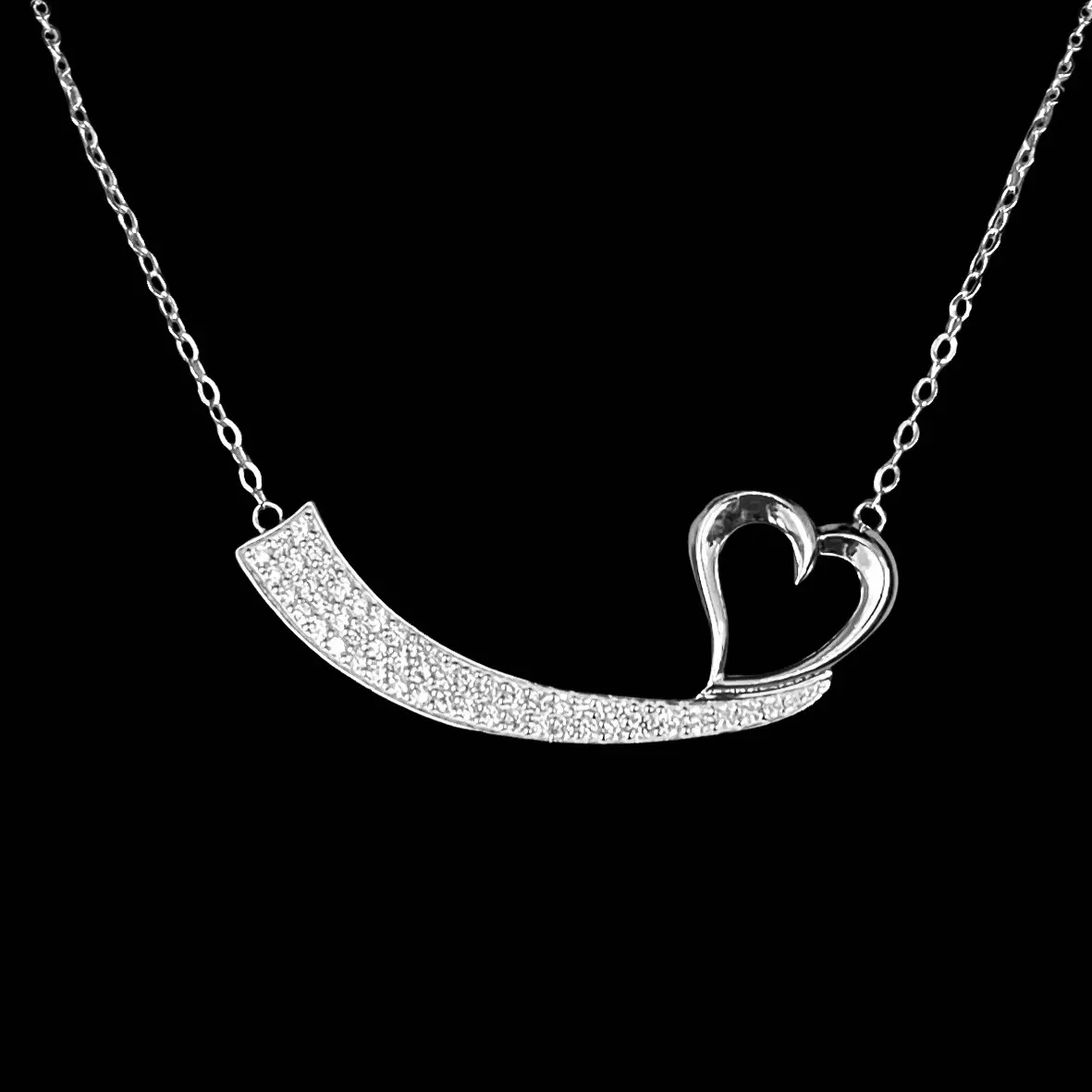 Ace Collection Silver Curve Heart Necklace
