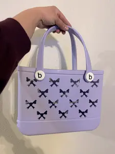 Small Summer Outdoor Rubber Beach Bag Purple