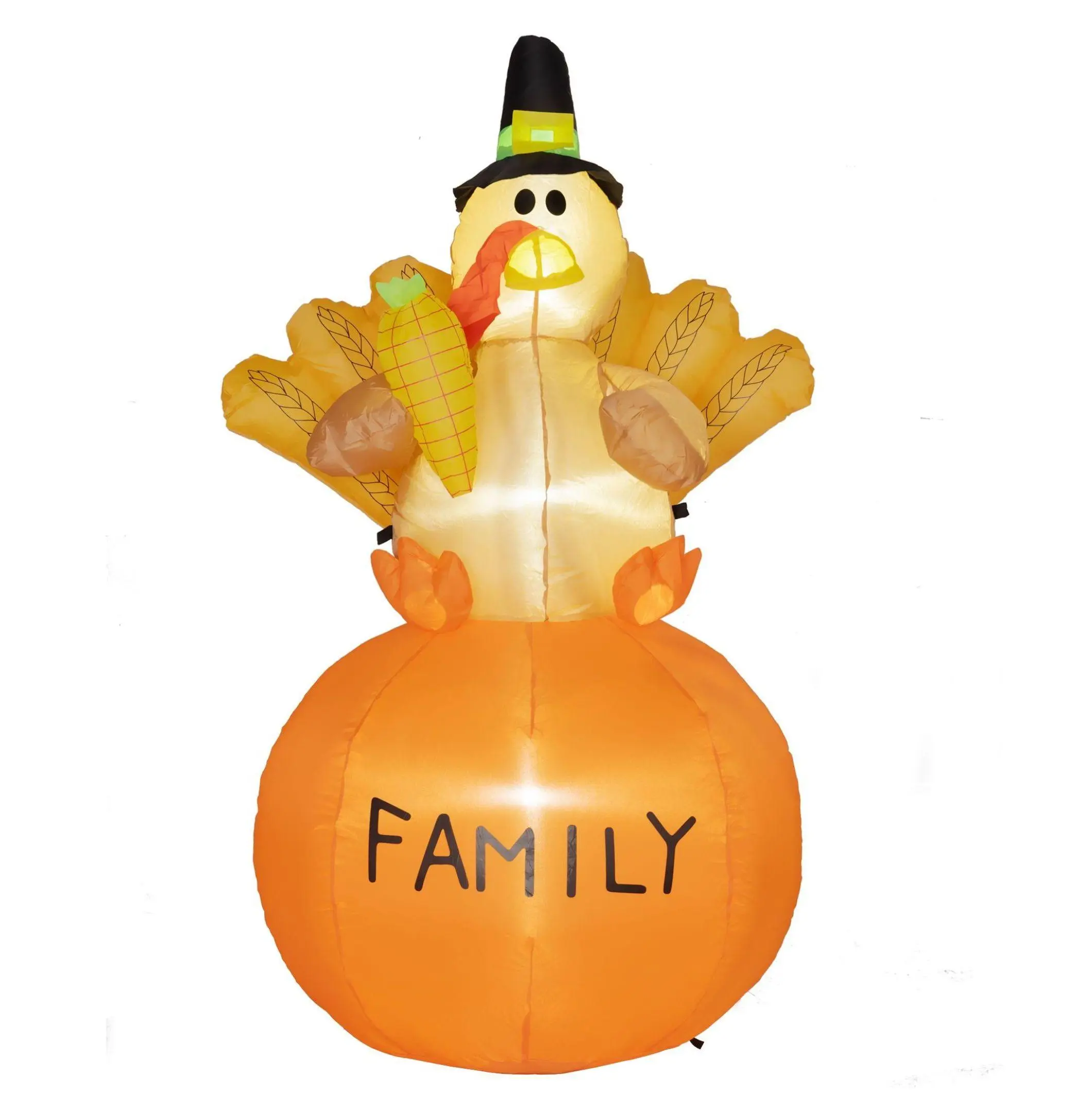 4.9ft Thanksgiving Inflatable Turkey with LED Lights, Blow Up Holiday Decoration for Indoor Outdoor Yard default