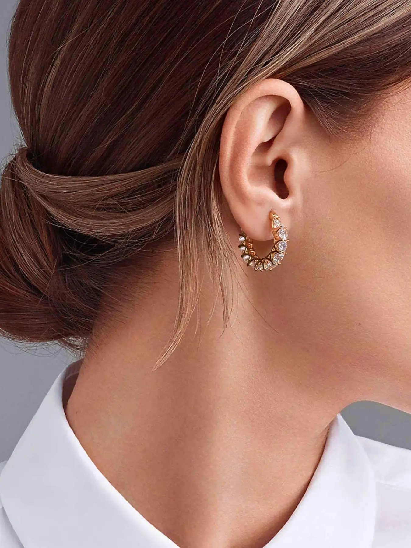 Women's Low Allergy Diamond Earrings, Elegant Small Round Studs for Sensitive Skin, Fashion Jewelry Gift, Daily Wear & Party