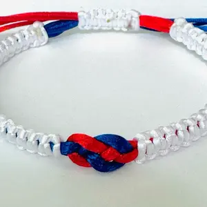 July 4th Patriotic Macrame Woven Fashionable Bracelet - Sliding Knot Nylon Cord Jewelry Accessory, Independence Day Celebration Gift for Female and Male