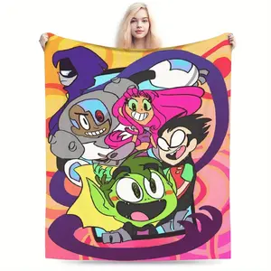 Teen Titans Go Flannel Blanket - Lightweight and warm, vivid anime design, suitable for beds and sofas, fun design | Soft texture