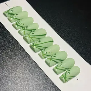 Green retro Gel Press On nails