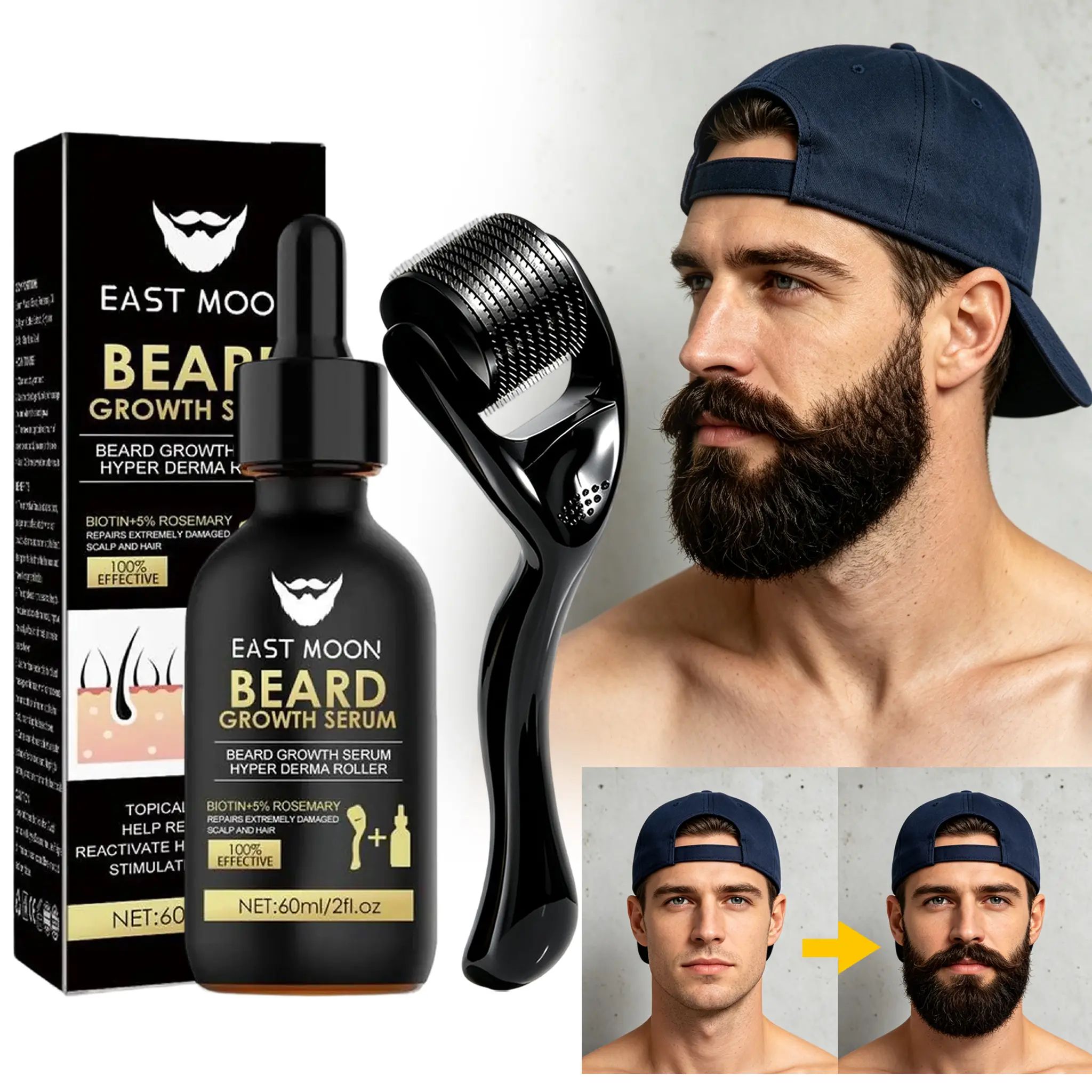 Titanium Roller Hair Care Derma Roller Kit, Thickening Nourishing Massager for Patchy Spots, Men's Grooming Daily Care Tool