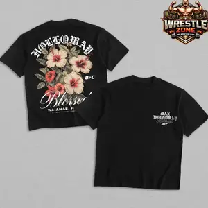 Max Holloway Blessed Hawaii Hibiscus UFC Heavy Cotton Shirt BMF Tshirt UFC Sweater Fan Apparel Menswear 68T