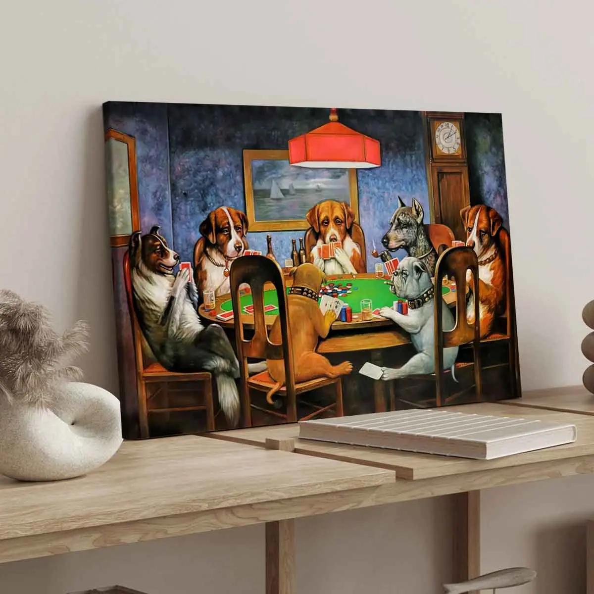 Dog Playing Poker Poster, Fun Animal Decor, Modern Home Decor, Animal Design, Modern Art Canvas Print, Wooden Wall Art, Waterproof Wall Art for Bedroom & Office, Art Work For Wall Decor, Ideal Gift Idea