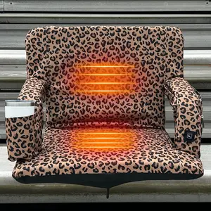 Heated Leopard 23" Stadium Seat with Armrests