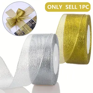 and Silver Color Glitter Ribbon Roll, 24 Yard Nylon Fabric, Gift Wrapping, Gift Wrapping Supplies, Gift Decoration, Wedding Party Decor, Craft Bow Ribbons Wholesale