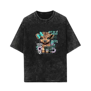 “Anxiety Loading Highland Cow Tee | Cute Mess Doing My Best Graphic Shirt”