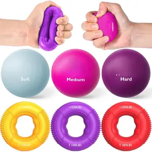 Grip Strength Trainer, Finger Exerciser, Stress Balls for Adults 6-Piece Set, Hand Therapy for Strength, Recovery & Stress Relief, Forearm Strengthener for Men, Women & Seniors