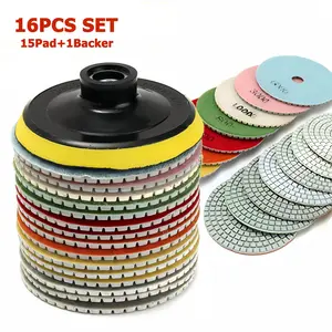 4 Inch 100mm Wet & Dry Polishing Pads Kit, Multi-purpose Diamond Polishing Pads Kit, Grinding Discs Set for Granite Stone Concrete Marble, Tool Accessories