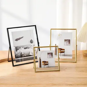Metal Photo Frame Acrylic Transparent Surface Modern Minimalist Style Home Living Room Bedroom Decor Birthday Gift