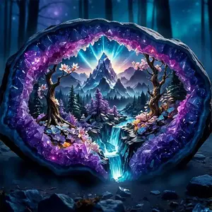 5D DIY Diamond Painting Kit, Craft, Mountain Waterfall Mosaic Design, Diamond Pattern Design, Unique Mosaic Art, Canvas Art Wall Decor, Perfect Gift for Birthday, Anniversary