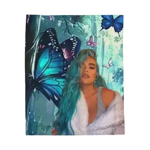 Karol G, butterfly Plush Blanket | Cozy Home Decor