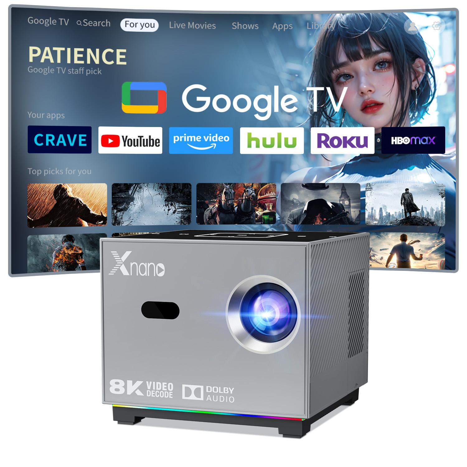 X3 Portable Projector, supports Android 8K decoding, Bluetooth 5.0, Wi‑Fi, 1080p Full HD, short‑throw LCD projector, suitable for home theater, gaming, and movies — compatible with smartphones/tablets/laptops; mini portable projector, portable projector