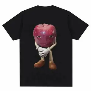 Fun Face Apple Expression T-Shirt, Unisex Fashion High Quality T-Shirt, Men's Retro Casual Short Sleeve Top, Golf Gift T-Shirt, Suitable for Men and Women